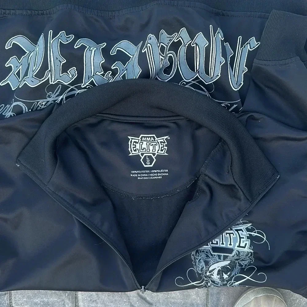 MMA Elite Gothic Skull and Grim Reapers Black Zip Up Lightweight Jacket Men’s